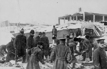 Soldiers worked throught he blizzard to rescue as many people as they could.